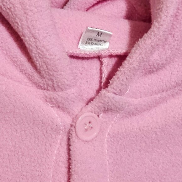 Cheer Care Bear Kigurumi Adult Fleece Hooded Onesie Pajamas Costume Pink Rainbow - Picture 9 of 9